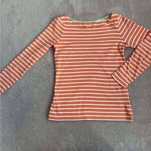 Boden Vibrant Orange and White Striped Tee